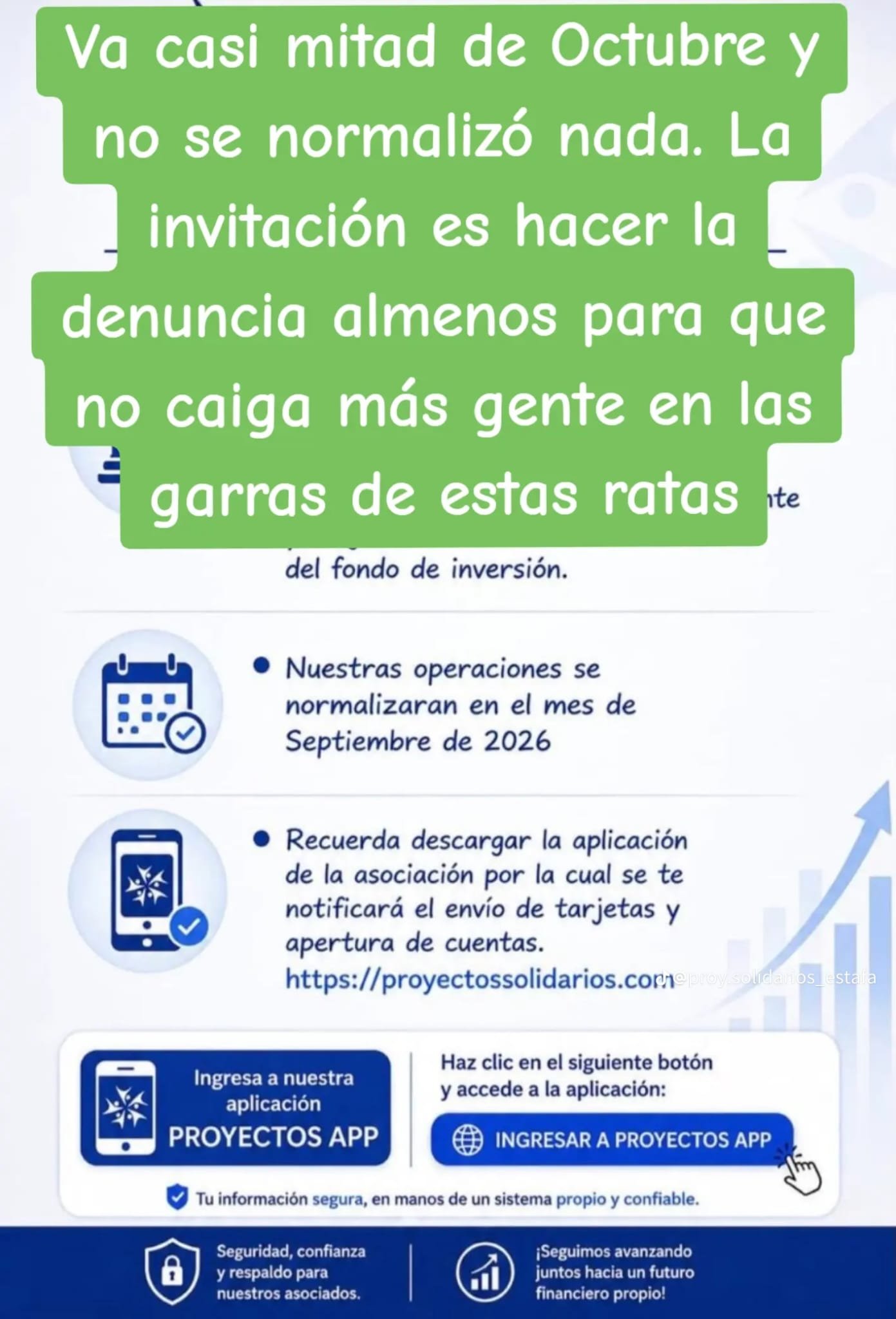 Comunicado que menciona septiembre de 2026, acompañado de comentarios de la publicación sobre octubre.