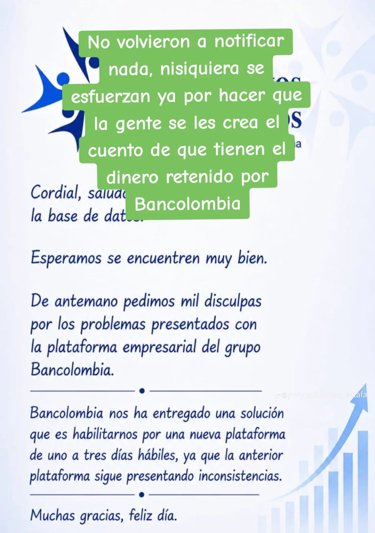 Comunicado de disculpas por problemas de plataforma con comentarios superpuestos del autor de TikTok.